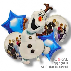 SET DE GLOBOS METALIZADO OLAF FROZEN 5 UNIDADES X 1